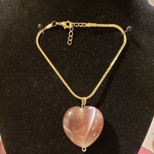 Purple Rock Carved Heart Bracelet